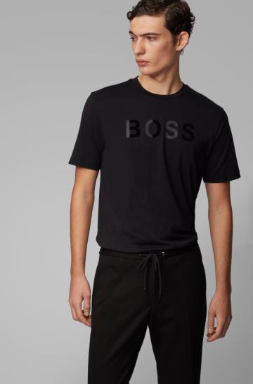 Koszulki BOSS Cotton Jersey Czarne Męskie (Pl12448)